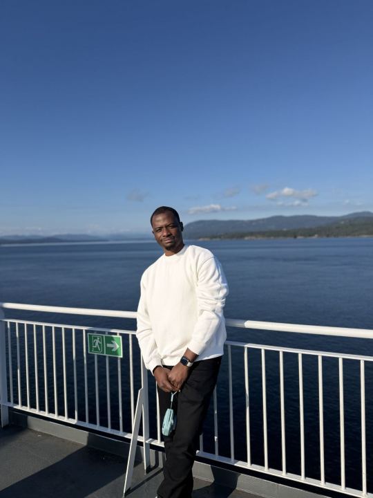 Nas on the ferry deck