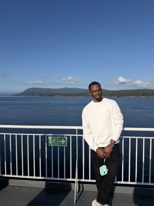 Nas on the ferry deck
